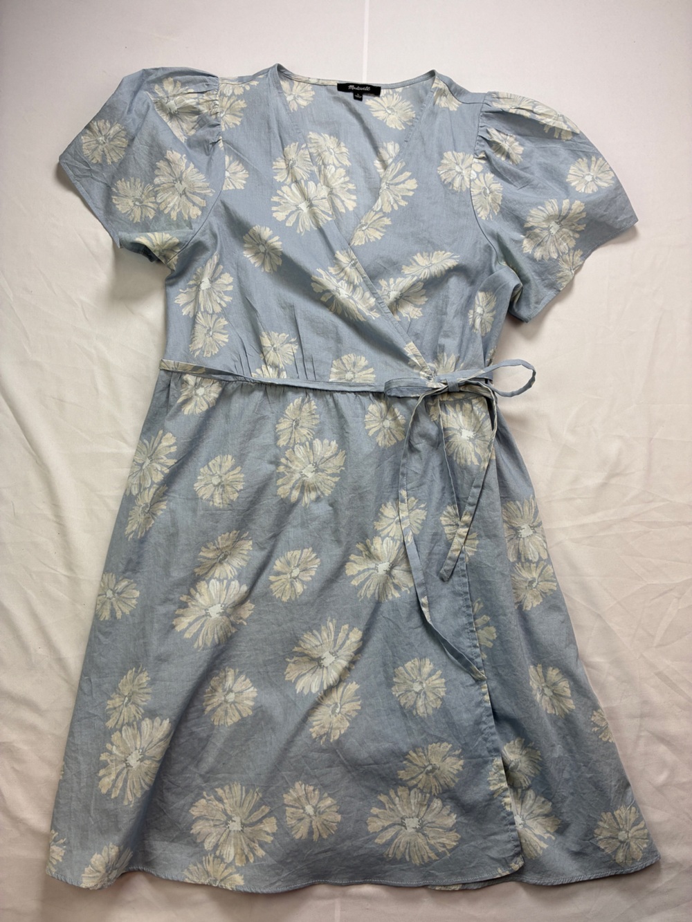 Madewell Light Blue Floral Wrap Dress